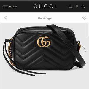 BRAND NEW WITH TAGS- Gucci GG Marmont Matelassé Mini Crossbody Bag Black Leather
